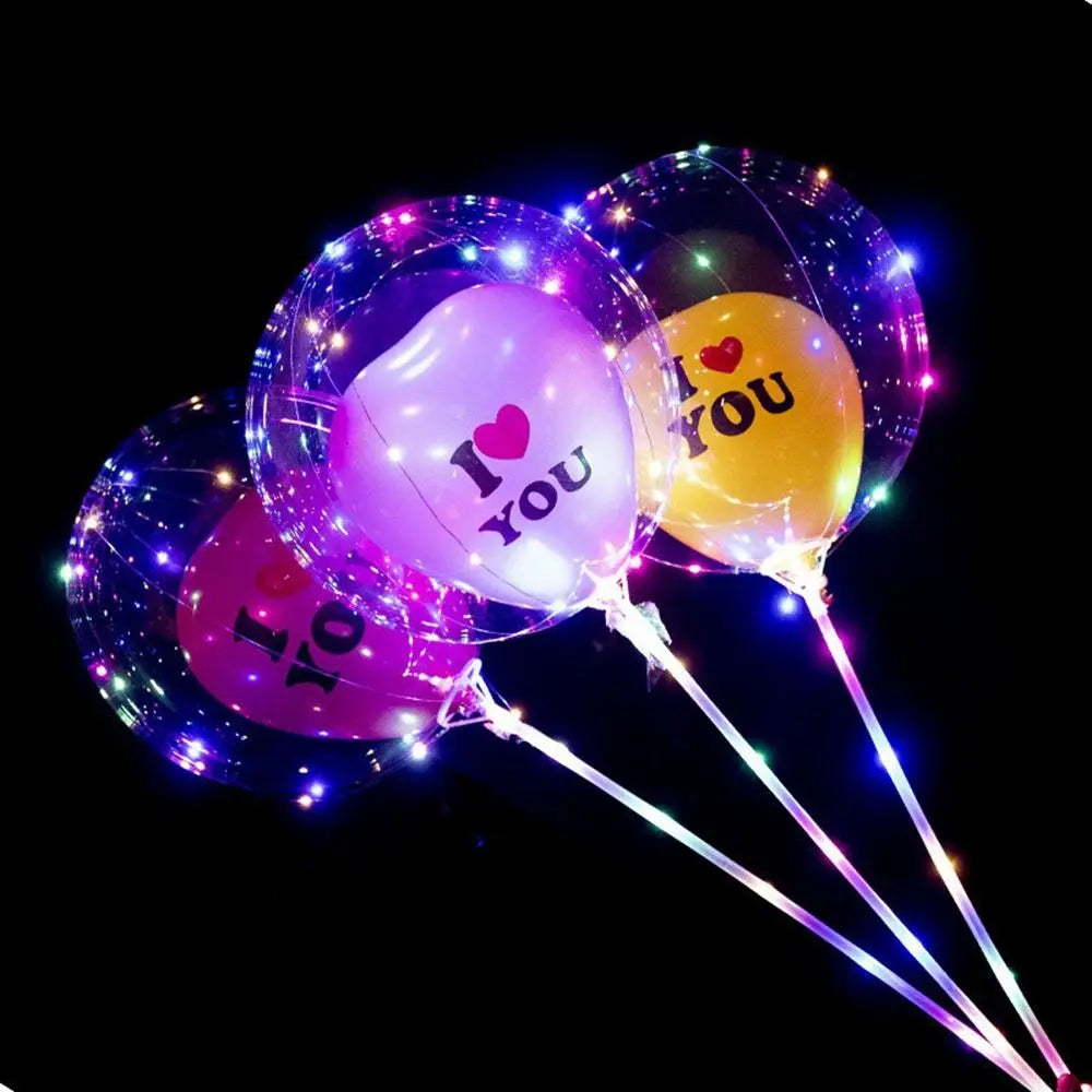 LED Light Bubble Balloons With Sticks
