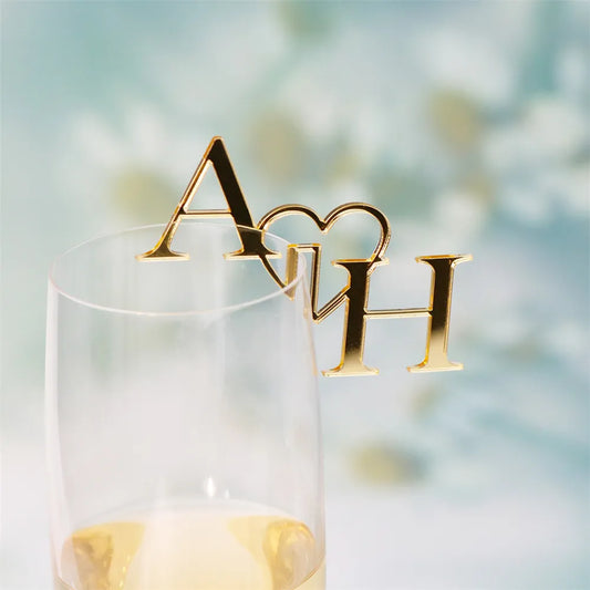 Personalized Drink Stirrers Initials Heart Drink Tags