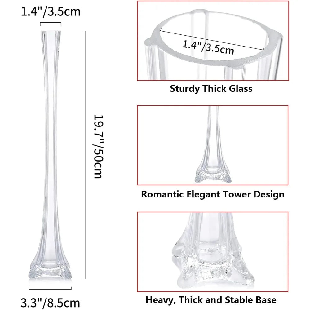 20“Skinny Long Crystal Glass Vase Set-10
