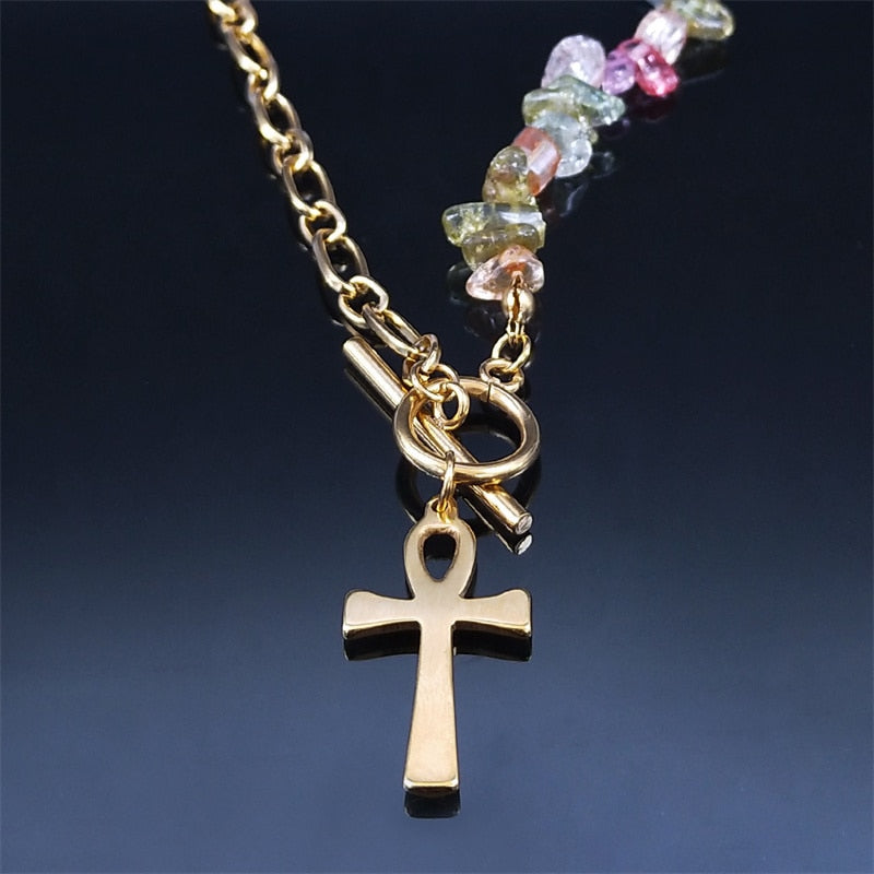 Ankh Symbol Stainless Steel Clavicle Chain Necklace