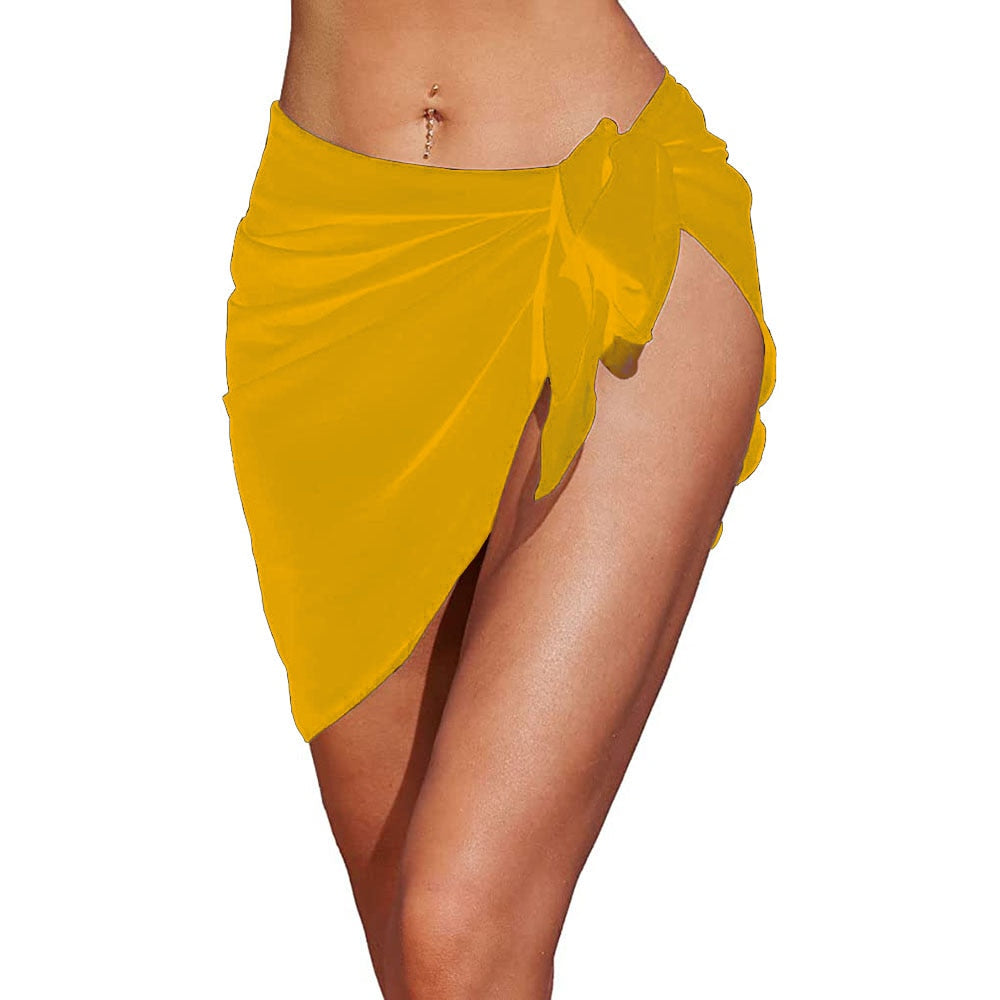 Summer Women Print Short Sarongs Sheer Skirt Chiffon Scarf Cover Ups